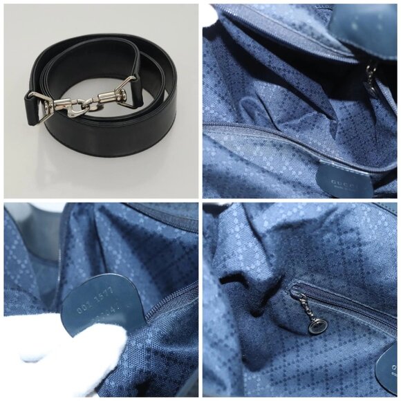 GUCCI Bamboo Hand Bag Canvas 2way Navy Silver - Picture 15 of 15